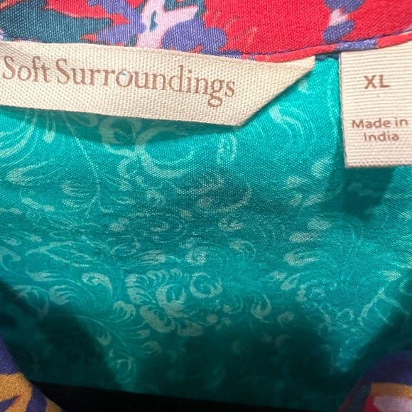 Soft Surroundings Hermosa Floral Multi color Print Blouse w Embroidery Sz XL - Picture 10 of 12